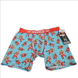 SWAG XL Men's Boxer Briefs - Light Blue with Santa Print